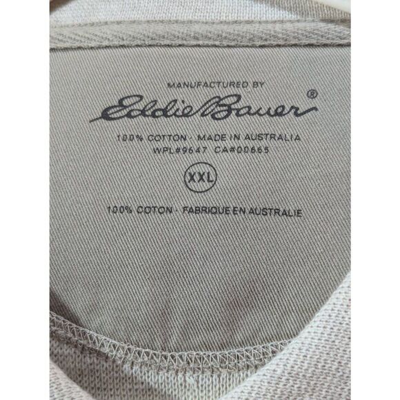 Eddie Bauer Men's Tan Cotton Knit Long-Sleeve Pointed Collar T-Shirt Size 2XL - Picture 2 of 8